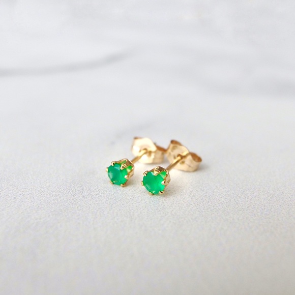 instant crush jewelry Jewelry - New 3mm green onyx stud earrings 14k gold filled